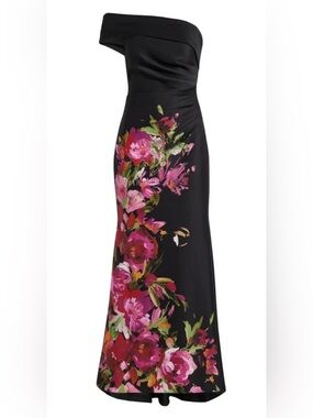 Eliza J Black floral long dress size 12 New!  Perfect mother of the bride